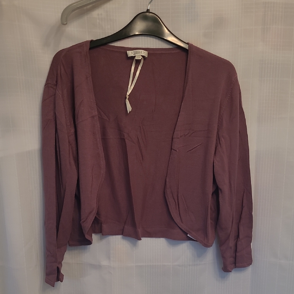 KALICO Dusty Plum Open-Front Knit Cropped Cardigan Bolero - NWOT - Size 20